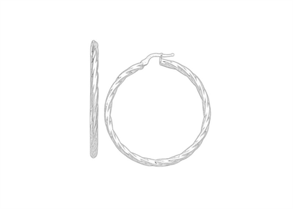 Rhodium Plated | Plain Hoop Earrings